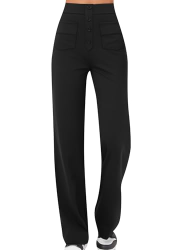 Yming Damen High Waisted Multipocket Straight Leg Hosen Arbeit Casual Stretch Hosen Schwarz XL Yming Damen High Waisted Multipocket Straight Leg Hosen Arbeit Casual Stretch Hosen Schwarz XL von Yming