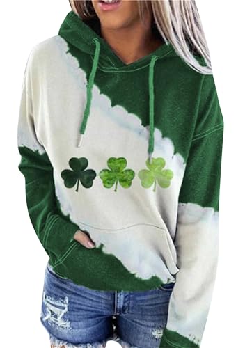 Yming Kleeblatt-Kapuzenpulli in Übergröße mit Tasche Kleeblattaufdruck St. Patrick's Day Sweatshirt Kleeblatt XXL von Yming