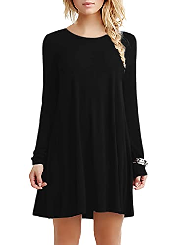 Yming Damen Mini T-Shirt Kleid Langarm Kleid Casual Kleid Schwarz XL Yming Damen Mini T-Shirt Kleid Langarm Kleid Casual Kleid Schwarz XL von Yming