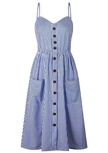 Yming Damen Sommerkleid Boho Strandkleid Lässiges Schulterfrei Midikleid Dunkelblau XL von Yming