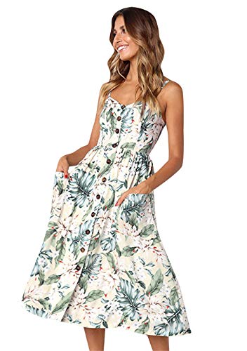 Yming Damen Strandkleid Boho Sommerkleid Ärmelloses Kleid Hellgelb M von Yming