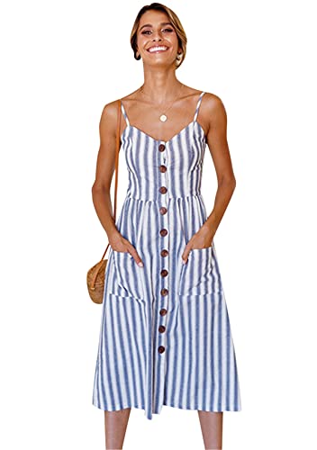 Yming Damen Swing Flower Pattern Kleider Midi Daily Swing Kleid Boho Boho Party Langes Kleid Hellblau S Yming Damen Swing Flower Pattern Kleider Midi Daily Swing Kleid Boho Boho Party Langes Kleid Hellblau S von Yming