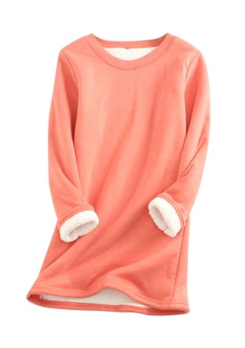 Yming Damen Herbst Winter Mode Pullover Crewneck Casual Warmes Winter Sweatshirt Wassermelonen Rot XL von Yming