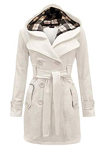Yming Damen Warme Winter Jacke Künstliche Wolle Mantel mit Gürtel Langarm Mäntel Beige S von Yming