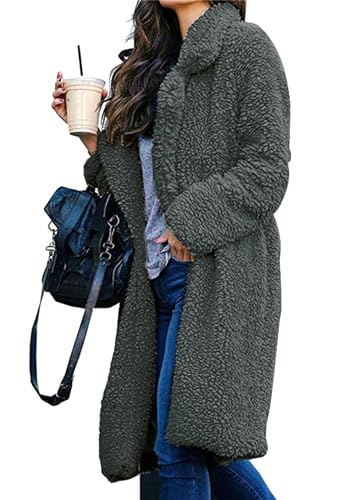 Yming Damen Winterjacke Teddy Fleece Mäntel Warmer Mantel Langer Kunstpelzmantel Dunkelgrau 3XL Yming Damen Winterjacke Teddy Fleece Mäntel Warmer Mantel Langer Kunstpelzmantel Dunkelgrau 3XL von Yming