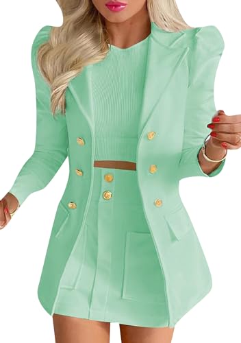 Yming Elegante 2-Teilige Outfits Für Den Sommer Strand Elastischer Anzug Mit Hoher Taille Lässige Shorts Und Rock-Set Licht Grün XS von Yming