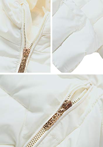 Yming Frau Mantel Baumwolle Parka Langarm Jacke Winter Kurz Jacke gefüttert Elfenbein-B M von Yming