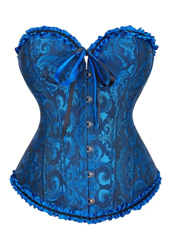 Yming Frauen Duty Corset Unterbrust Satin Lace Up Waist Korsett Top Korsett Knochen Waist Training Shaper Bustier Dunkelblau L von Yming
