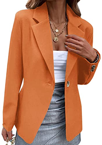 Yming Frauen Elegant Business Anzug Formal Interview Anzüge Langarm Knöpfe Blazer Revers Büro Anzug Orange M von Yming