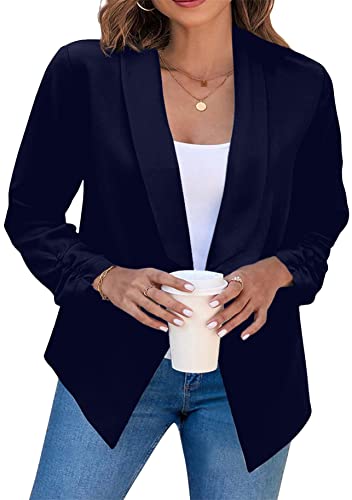 Yming Frauen Interview Revers Anzüge Formell Arbeits Blazer Business Bolerojacke Vorne Offen Blazer Marineblau M von Yming