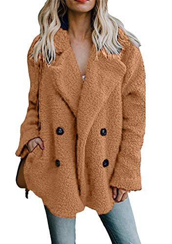 Yming Frauen Kurze Plüschjacke Winter Kunstpelzmantel Mantel Warmer Zweireihig Mantel Kamel S Yming Frauen Kurze Plüschjacke Winter Kunstpelzmantel Mantel Warmer Zweireihig Mantel Kamel S von Yming