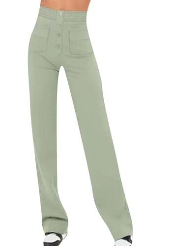 Yming Frauen Lose Knopf Hose Solid Mehrere Taschen Hose Baggy Seitentasche Flexipant Erbsengrün M Yming Frauen Lose Knopf Hose Solid Mehrere Taschen Hose Baggy Seitentasche Flexipant Erbsengrün M von Yming