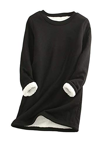 Yming Frauen Nachahmung Lammhaar Pulli Langarm Sweatshirts Winter Warm Tops Schwarz XXL von Yming