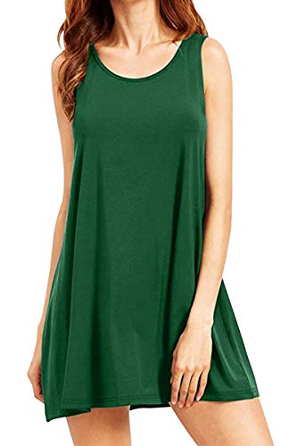 Yming Frauen Rundhals Shirtkleid Ärmellos Freizeitkleid Mini Sommerkleid Grün 3XL von Yming