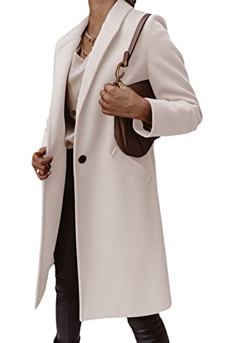 Yming Frauen Trenchcoat Einreihig Mittel Lang Klassisch Revers Winddicht Schlank Mäntel Beige S von Yming