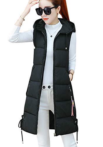 Yming Frauen Winterweste Gesteppte Reißverschlussweste Baumwolle Lange Weste mit Taschen Schwarz M Yming Frauen Winterweste Gesteppte Reißverschlussweste Baumwolle Lange Weste mit Taschen Schwarz M von Yming