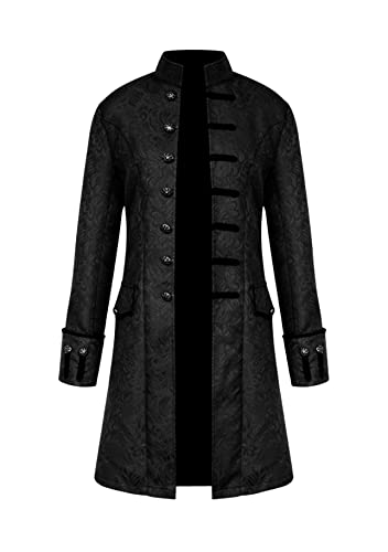 Yming Herren Jacquard Weave Fit Gehrock Mittelalterlicher Renaissance Viktorianischer Mantel Schwarz 3XL von Yming