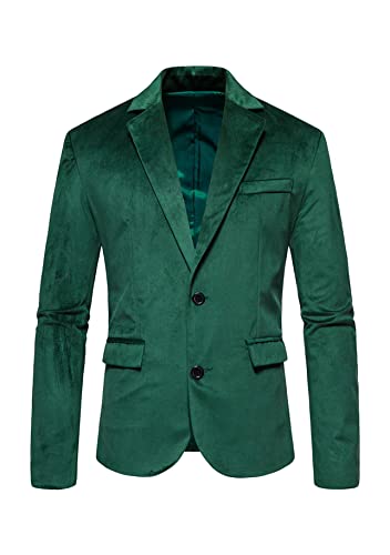 Yming Herren Langärmelige Samt Strickjacke Lässige Blazer Mit Knöpfen Angepasster Blazer Mit Offener Vorderseite Bürojacken Grün S von Yming