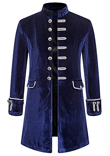 Yming Herren Mittelalterlich Gotisch Steampunk Frack Samt Smoking Kutte Mantel Für Halloween Kostüme Viktorianisch Cosplay Jacke Samt Blau S Yming Herren Mittelalterlich Gotisch Steampunk Frack Samt Smoking Kutte Mantel Für Halloween Kostüme Viktorianisch Cosplay Jacke Samt Blau S von Yming