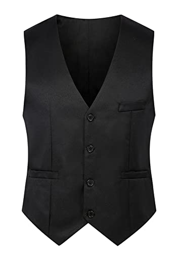 Yming Herren V Ausschnitt Anzugwesten Mit Taschen Casual Fashion Formal Slim Fit Business Dress Weste Waistcoat Schwarz S von Yming