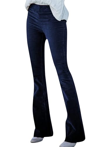 Yming Klassische Cordhose Mit Elastischer Taille Schlaghose Stretchy Comfy Soft Trousers Dunkelblau S von Yming