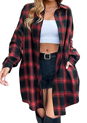 Yming Lady's Solid Color Oversize Strickjacke Loose Fit Button Down Open Front Jacke Weinrot XXS Yming Lady's Solid Color Oversize Strickjacke Loose Fit Button Down Open Front Jacke Weinrot XXS von Yming