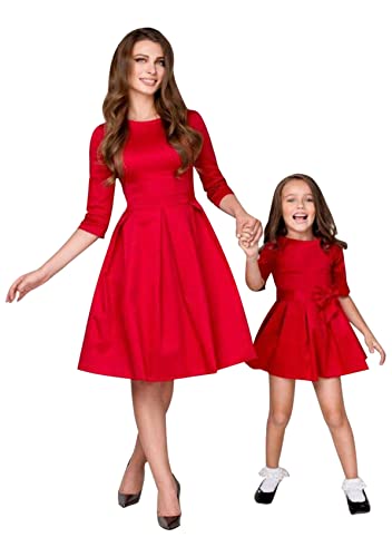 Yming Mama Und Ich Lässiges Kleid Mit Blumenmuster Kleider ärmelloses Kleid Mit Rundhalsausschnitt Kleid Rot XXL von Yming