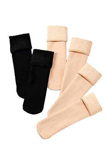 Yming Unisex Atmungsaktive Socken Schneesockens Winter Bodensocken 6 Paar Schwarz und Nackt von Yming