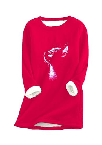 Yming Damen Winter Fleece Pullover Sweatshirts Lange Ärmel Fuzzy Pullover Kurze Oberteile Rot 3XL Yming Damen Winter Fleece Pullover Sweatshirts Lange Ärmel Fuzzy Pullover Kurze Oberteile Rot 3XL von Yming