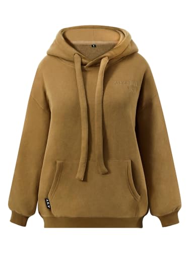 Ymmchy Basic Kapuzenpullover Damen Hoodie Sweatshirt mit Kapuze Langarm Pullover Winter Oversized Hoody Braun S von Ymmchy