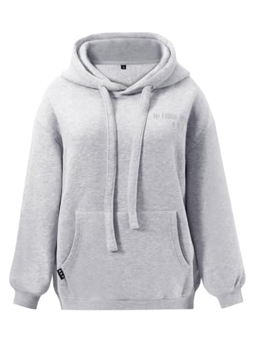 Ymmchy Basic Kapuzenpullover Damen Hoodie Sweatshirt mit Kapuze Langarm Pullover Winter Oversized Hoody Grau XL von Ymmchy