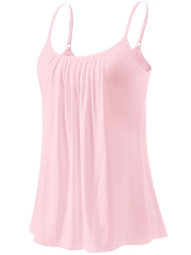 Ymmchy Damen Tank Top mit Integriertem BH Unterhemden Spaghettiträger Top Loose Verstellbaren Trägertop Pink XXL Ymmchy Damen Tank Top mit Integriertem BH Unterhemden Spaghettiträger Top Loose Verstellbaren Trägertop Pink XXL von Ymmchy