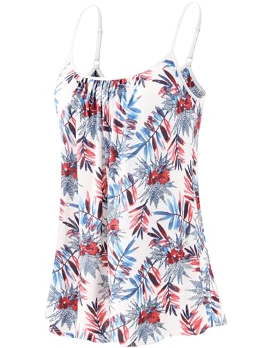 Ymmchy Damen Tank Top mit Integriertem BH Unterhemden Spaghettiträger Top Loose Verstellbaren Trägertop Red Leaves XXL von Ymmchy
