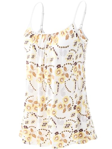 Ymmchy Damen Tank Top mit Integriertem BH Unterhemden Spaghettiträger Top Loose Verstellbaren Trägertop Small Flowers M von Ymmchy