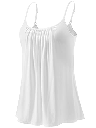 Ymmchy Damen Tank Top mit Integriertem BH Unterhemden Spaghettiträger Top Loose Verstellbaren Trägertop White XXXXL von Ymmchy
