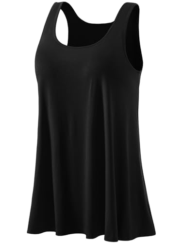 Ymmchy Damen Tank Top mit Integriertem BH Unterhemden Stretch Loose Fit Ärmellose Tops Black XXXXL von Ymmchy