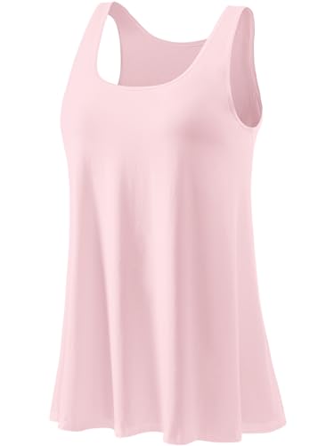 Ymmchy Damen Tank Top mit Integriertem BH Unterhemden Stretch Loose Fit Ärmellose Tops Pink XL von Ymmchy