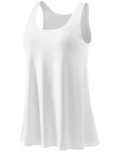 Ymmchy Damen Tank Top mit Integriertem BH Unterhemden Stretch Loose Fit Ärmellose Tops White XXL von Ymmchy