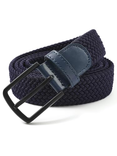 Ymmchy Elastischer Gürtel Herren Stoffgürtel Geflochtener Stretchgürtel Dehnbarer Gürtel Flechtgürtel Männer Breite 3.5cm Dunkelblau M von Ymmchy