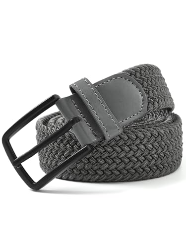 Ymmchy Elastischer Gürtel Herren Stoffgürtel Geflochtener Stretchgürtel Dehnbarer Gürtel Flechtgürtel Männer Breite 3.5cm Dunkelgrau S von Ymmchy