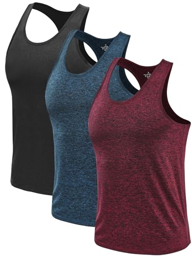 Ymmchy Herren Sport Tank Top Ärmelloser Muskelshirt Gym Tanktop Fitness Quick Dry Achselshirt Training Unterhemd 3er Pack Schwarz/Dunkelblau/Weinrot L von Ymmchy