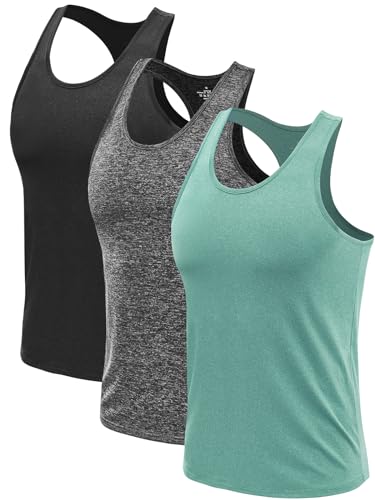 Ymmchy Herren Sport Tank Top Ärmelloser Muskelshirt Gym Tanktop Fitness Quick Dry Achselshirt Training Unterhemd 3er Pack Schwarz/Grau/Armeegrün S von Ymmchy