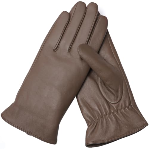 Ymmchy Touchscreen Handschuhe für Damen Warme Winter Lederhandschuhe Echten Leder Handschuhe Braun L von Ymmchy