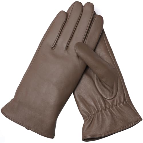 Ymmchy Touchscreen Handschuhe für Damen Warme Winter Lederhandschuhe Echten Leder Handschuhe Braun S von Ymmchy