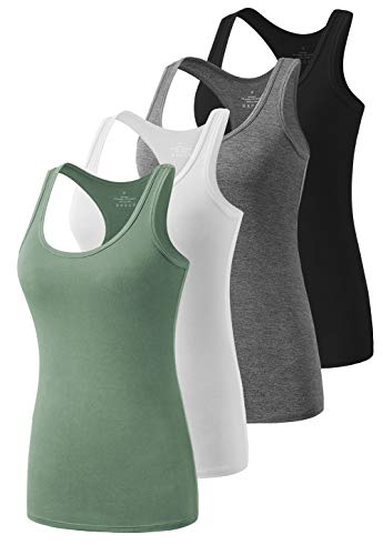 Ymmchy Workout Tank Top Damen Racerback Shirt Tanktop Unterhemd 4er-Pack Black/Gray/White/ArmyGreen XL von Ymmchy