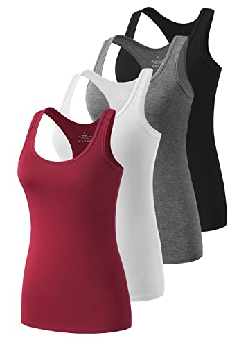 Ymmchy Workout Tank Top Damen Racerback Shirt Tanktop Unterhemd 4er-Pack Black/Gray/White/Wine Red L von Ymmchy