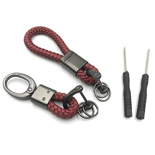 BuxiuGK 2 Stück Stylischer Schlüsselanhänger Keychain Leder Geflochtenes Schlüsselanhänger PU Schlüsselband mit Zink-Legierung,Rot BuxiuGK 2 Stück Stylischer Schlüsselanhänger Keychain Leder Geflochtenes Schlüsselanhänger PU Schlüsselband mit Zink-Legierung,Rot von BuxiuGK