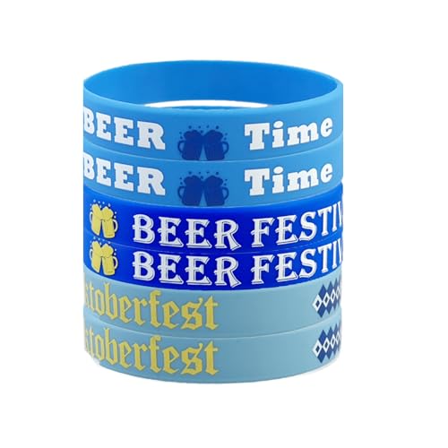 Ymxil 6Stk Oktoberfest Armbänder Silikonarmbänder Accessories für Bayerische Bierfestspiele Oktoberfest Party Geschenk Bereitstellungen Dekorationen (20.2 * 1.2cm) von Ymxil
