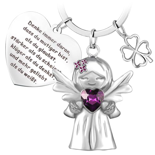 YnewL Schutzengel Glücksbringer Schlüsselanhänger mit Edelsteinen und Fliederblumen, Motivationsgeschenke, Schlüsselanhänger Mutmacher, Kleine Geschenke für Familie, Freunde, Kollegen, usw.(Lila) YnewL Schutzengel Glücksbringer Schlüsselanhänger mit Edelsteinen und Fliederblumen, Motivationsgeschenke, Schlüsselanhänger Mutmacher, Kleine Geschenke für Familie, Freunde, Kollegen, usw.(Lila) von YnewL