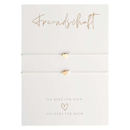 Ynkkvre 2 Stück Freundschafts Armbänder, Verstellbar Freundschaftsarmband, Schlichte & Minimal Armbänder, Herz Freundschafts Armband, für Damen Frauen Freundin Mama, Weihnachten. von Ynkkvre